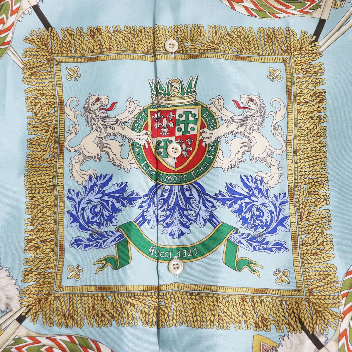 Luxury Gucci Trending 2025 Silk Cotton Shirt Light Blue Size 46