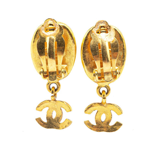 Chanel Vintage Coco Mark Earrings Gold