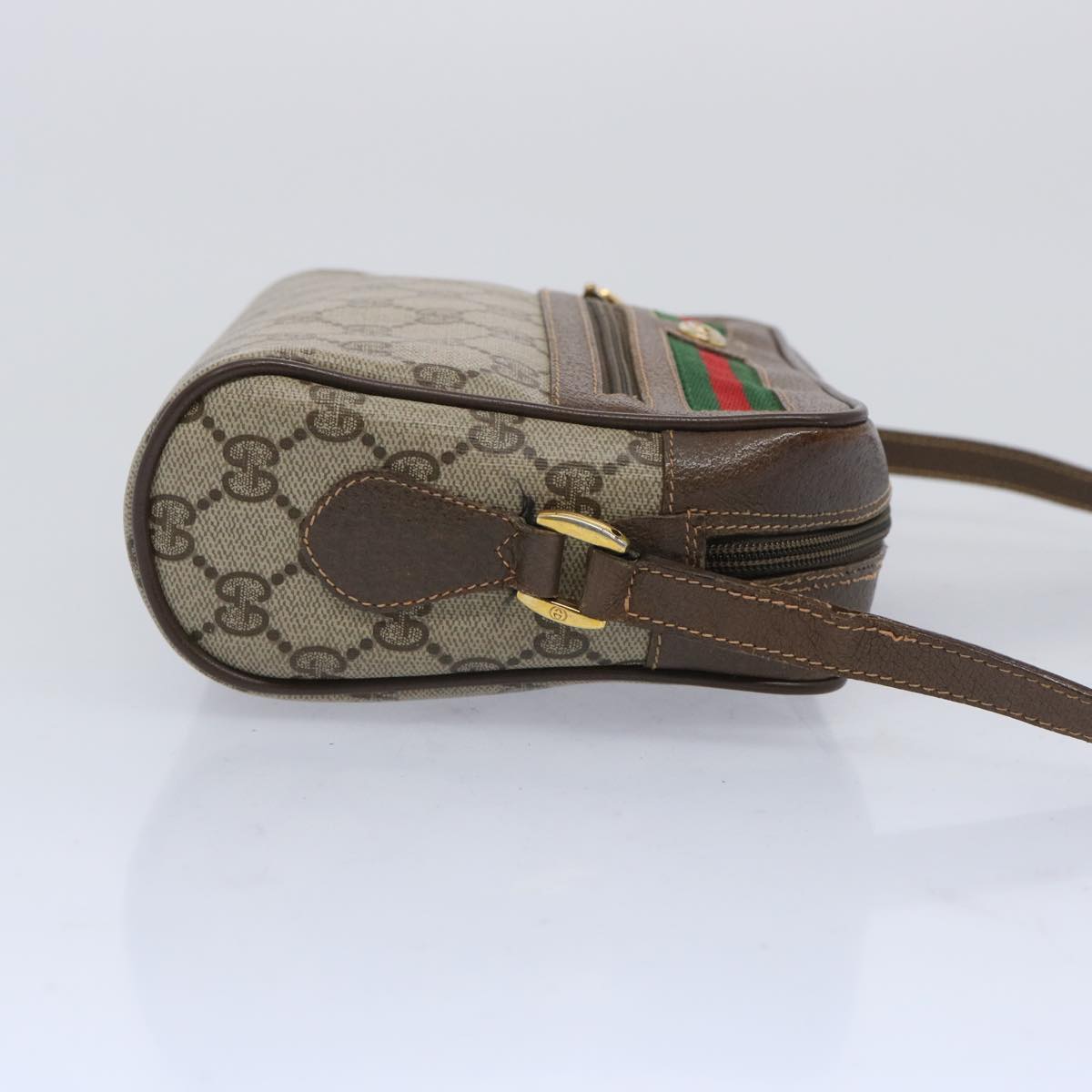 GUCCI GG Supreme Web Sherry Line Shoulder Bag Beige Red 119 02 087 tb1034