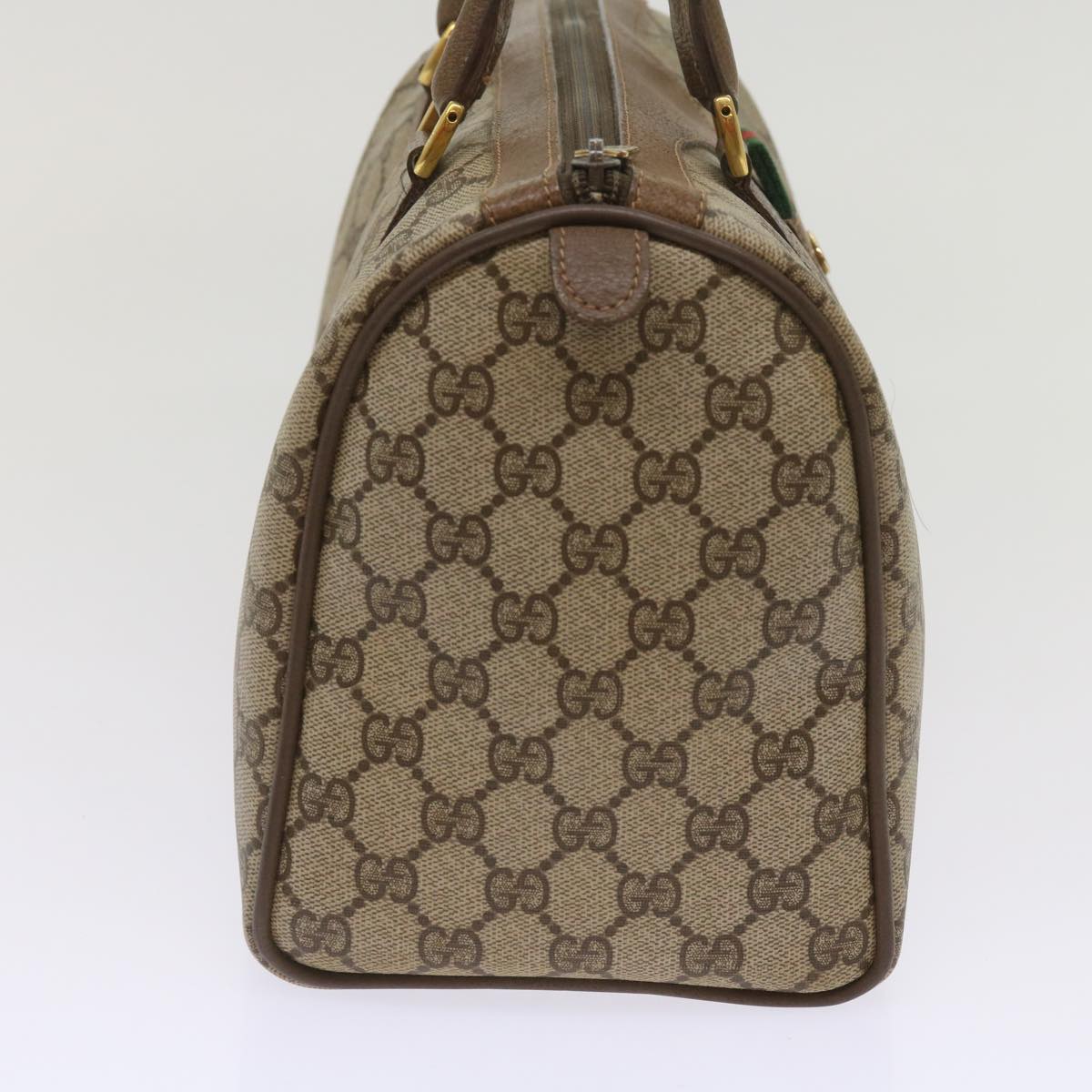 GUCCI GG Supreme Web Sherry Line Boston Bag PVC Beige Red 58 02 007 tb1042