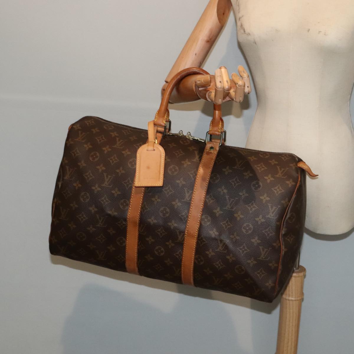 LOUIS VUITTON Monogram Keepall 45 Boston Bag M41428 LV tb1186