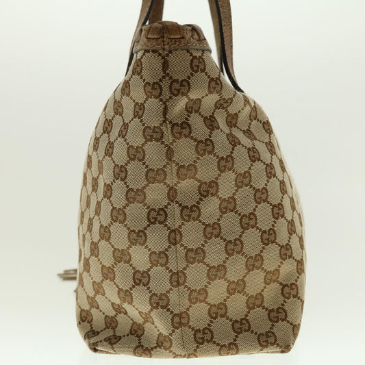 Luxury Gucci GG Canvas Fringe Bamboo Tote Bag Beige Brown 218780 Auth tb616