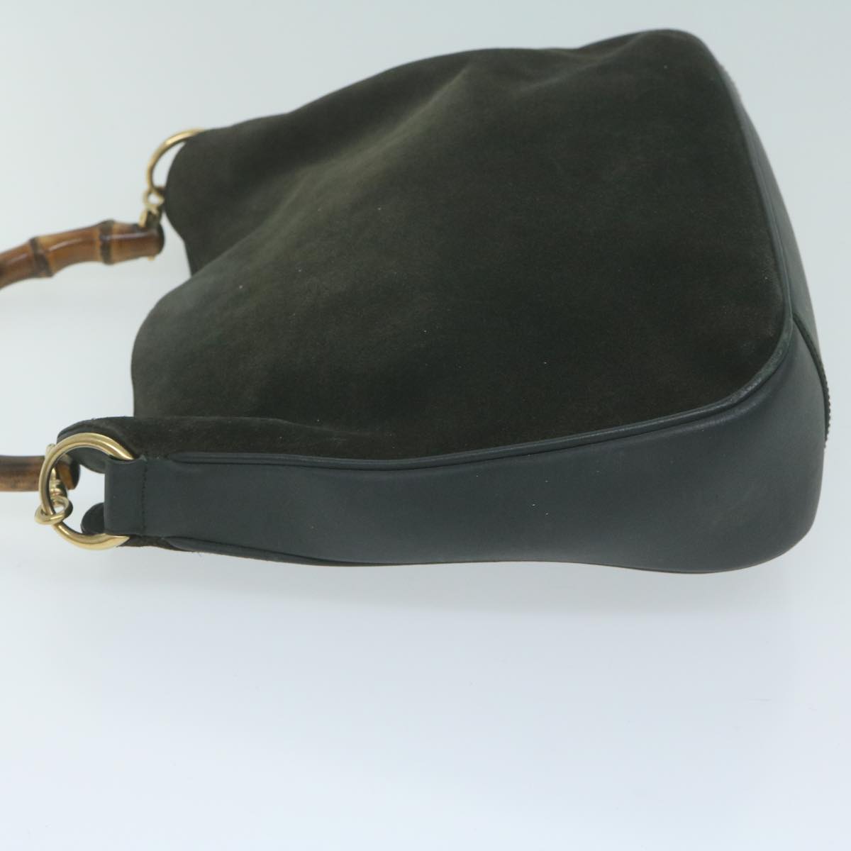 GUCCI Bamboo Hand Bag Suede 2way Black 001 1014 1638 0 th4447