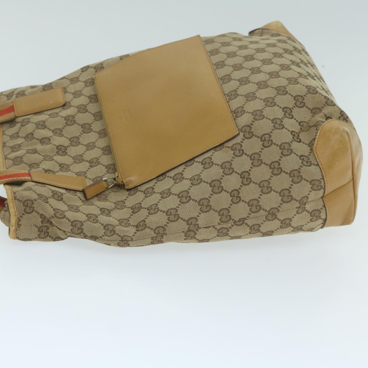 GUCCI GG Canvas Sherry Line Tote Bag Beige Red Brown 019 0401 th4479