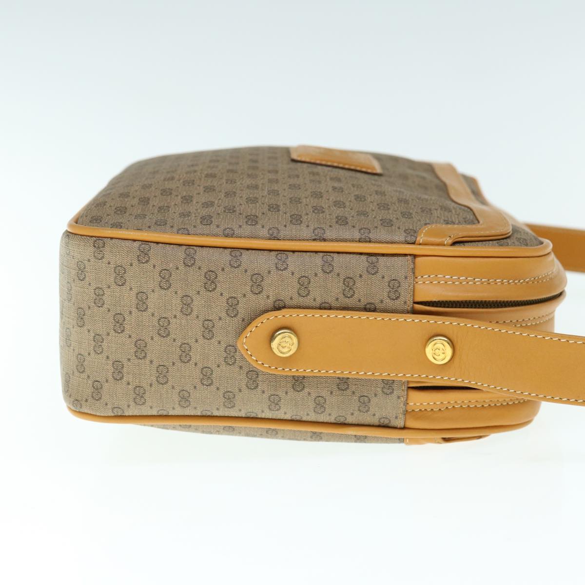 GUCCI Micro GG Supreme Shoulder Bag PVC Leather Beige th4487