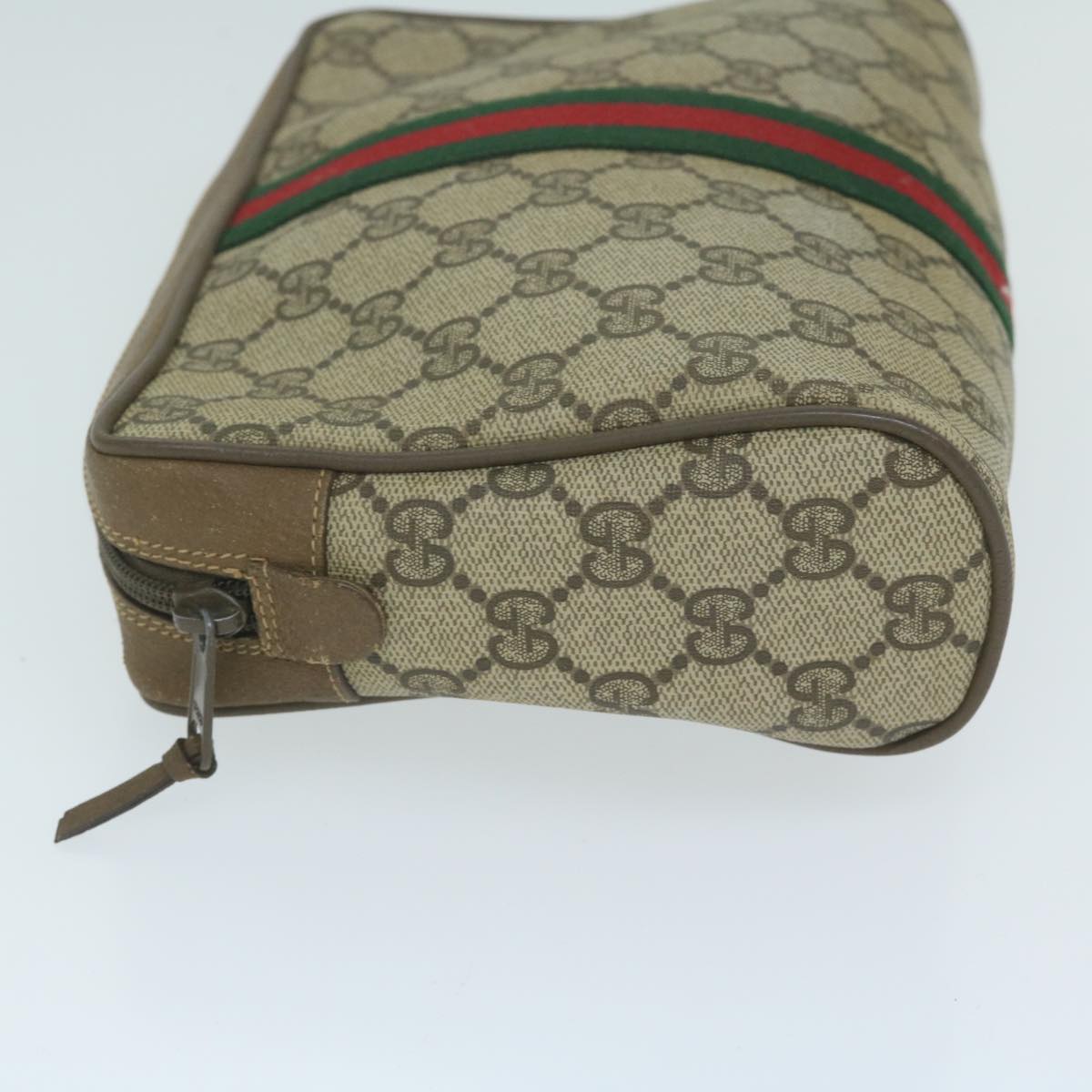 GUCCI GG Supreme Web Sherry Line Clutch Bag Beige Red 89 01 012 th4488
