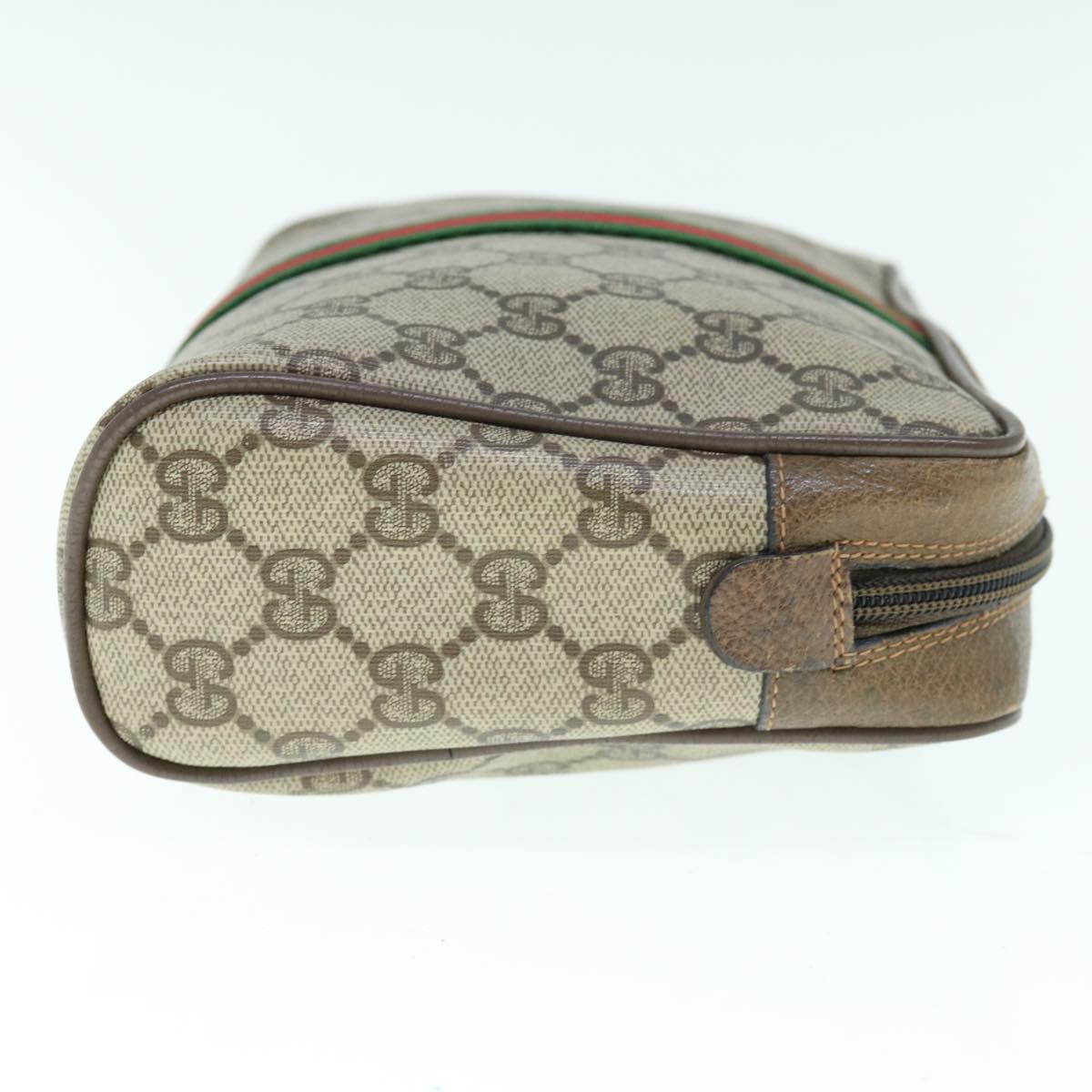 GUCCI GG Supreme Web Sherry Line Clutch Bag Beige Red 63 01 012 th4491