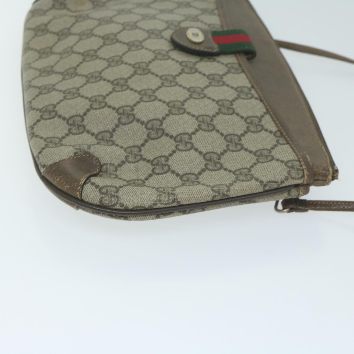 GUCCI GG Supreme Web Sherry Line Shoulder Bag Beige Red 39 02 026 th4493