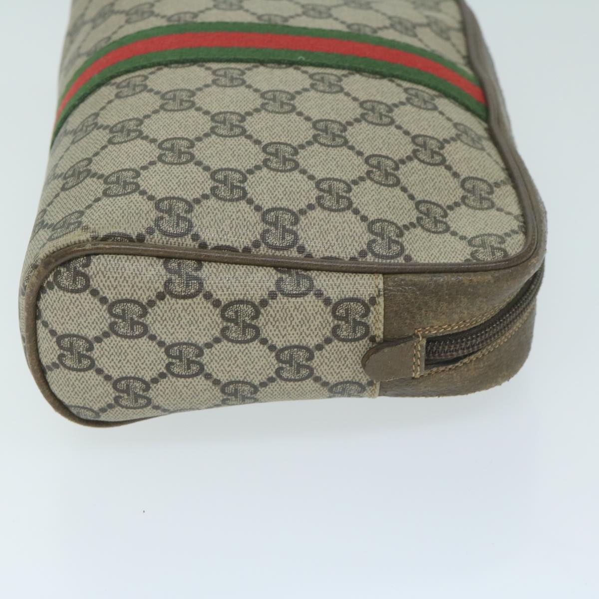 GUCCI GG Supreme Web Sherry Line Clutch Bag Beige Red Green 730 451 th4496