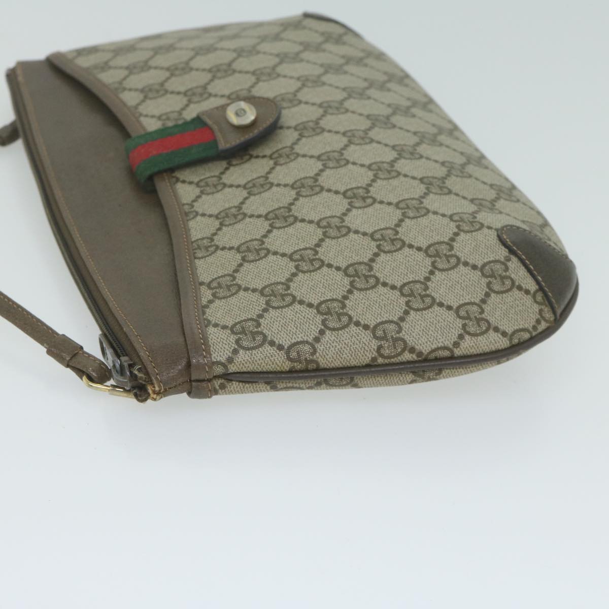 GUCCI GG Supreme Web Sherry Line Shoulder Bag PVC Beige 904 02 026 th4518