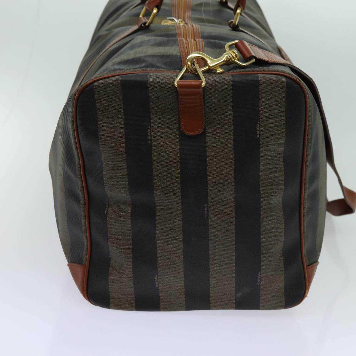 Luxury FendiPecan Canvas Boston Bag 2way Brown Blackth4751