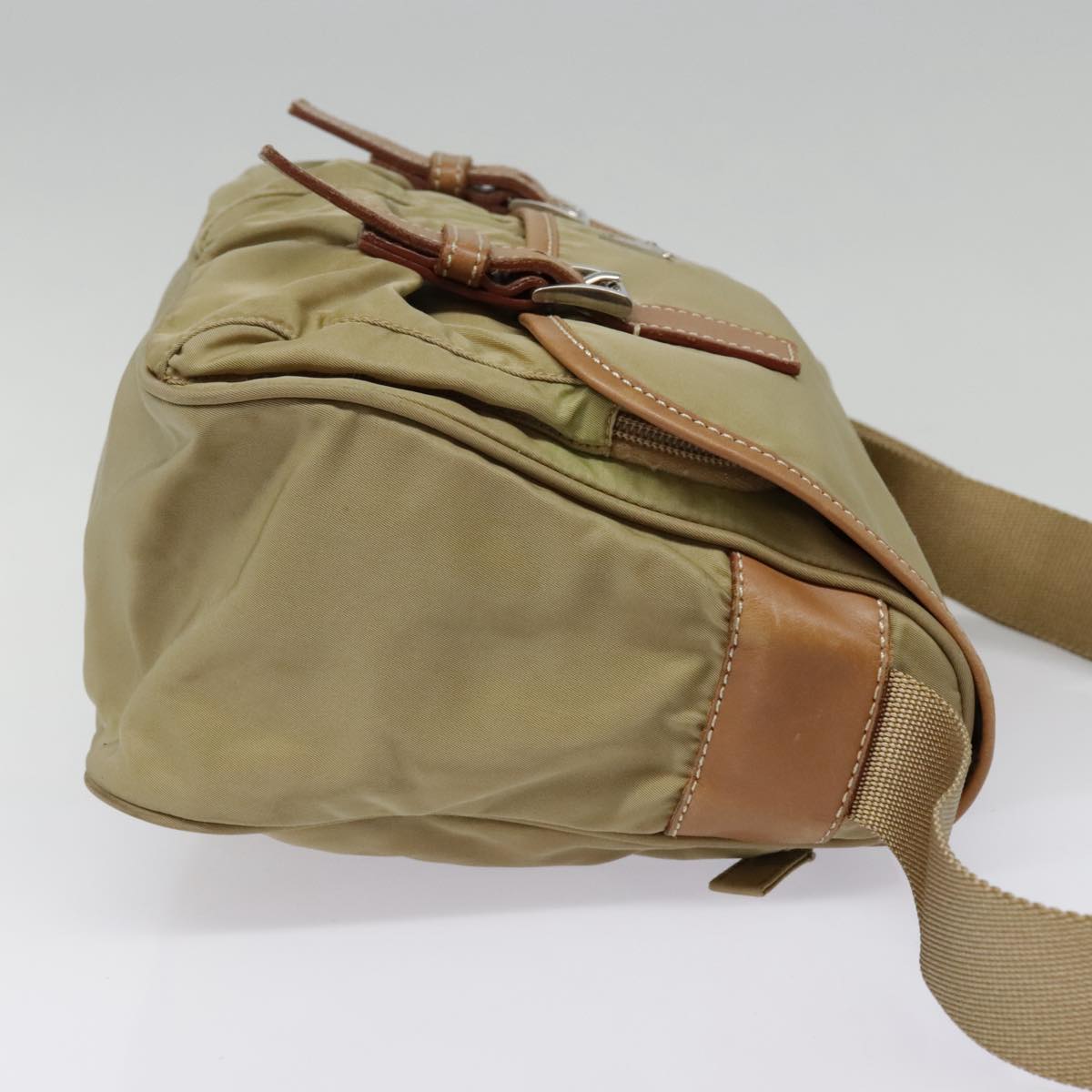 Luxury Prada Shoulder Bag Nylon Beige Silver th5302