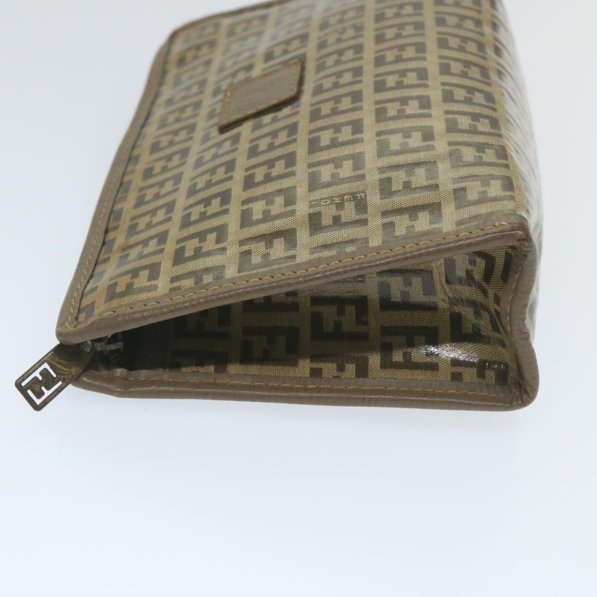 Luxury FendiZucchino Canvas Clutch Bag Coated Canvas Brownti1271
