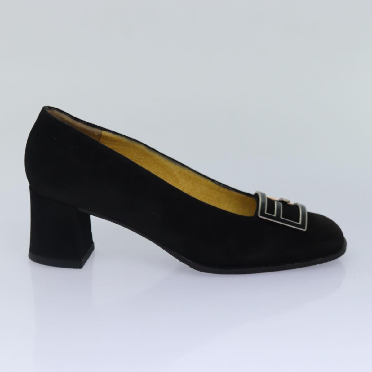 Luxury Fendi Pumps 36 1/2 pumps Suede Leather Black Silverti1921