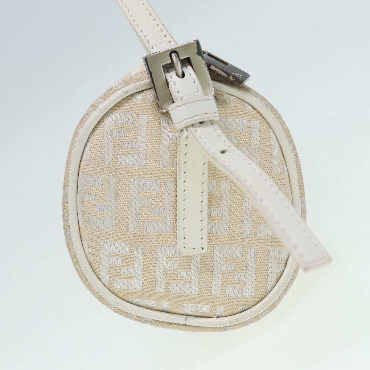 Luxury Fendi Zucchino Canvas Pouch Nylon White Silverti1933