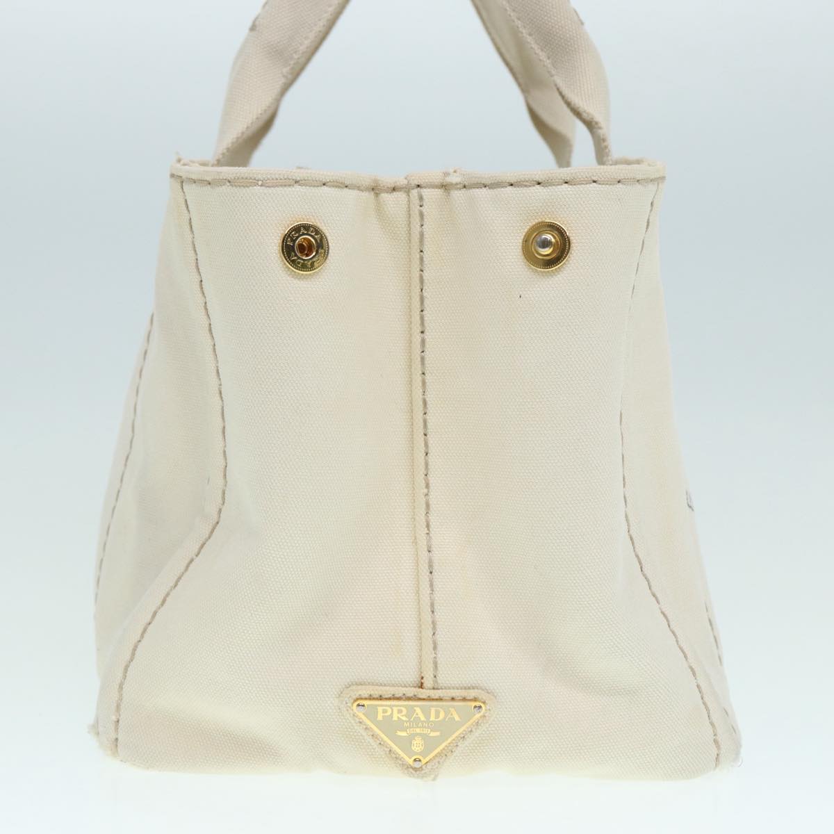 Luxury Prada Canapa MM Hand Bag Canvas White Gold ti2020