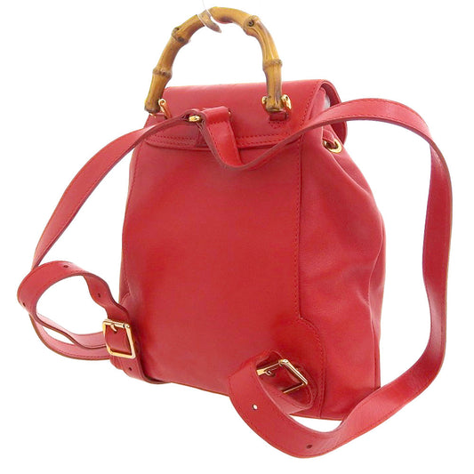 Luxury Gucci Trending 2025 Bamboo Mini Backpack Leather Red Vintage