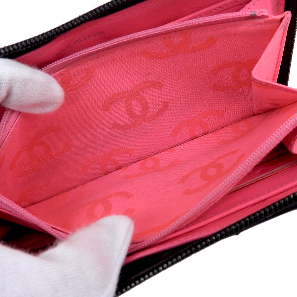 Chanel Cambon Line Lambskin Long Wallet Black