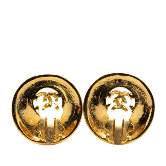 Chanel Vintage Coco Mark Earrings Gold Plated