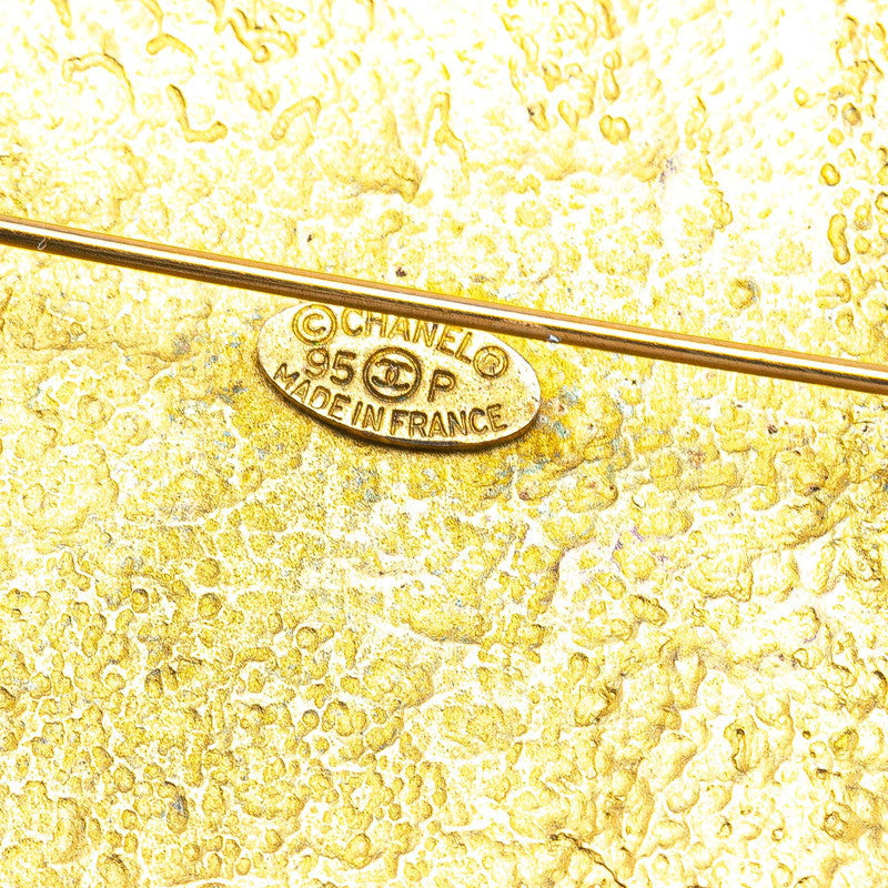 Chanel Vintage Coco Mark Round Brooch Gold