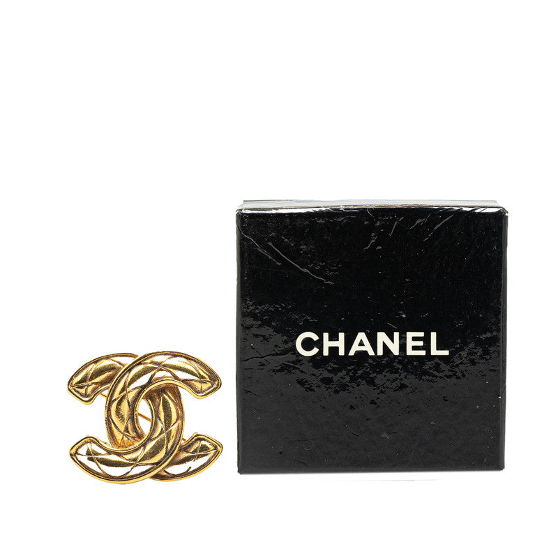 Chanel Vintage Matelasse Coco Mark Brooch Gold