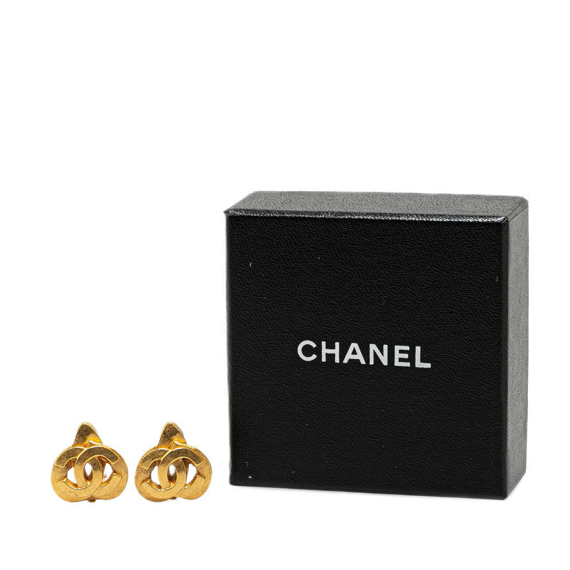 Chanel Vintage Coco Mark Heart Motif Earrings Gold Plated