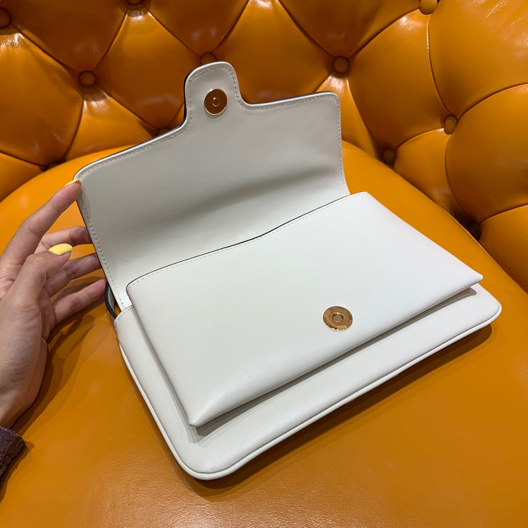 Luxury Gucci GG Arli Bag 25cm White Calfskin Gold Hardware