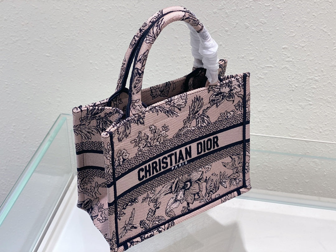 Luxury DiorSmall Book Tote 26.5cm Jardin Botanique Pink