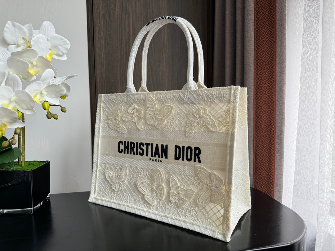 Luxury DiorMedium Book Tote 36cm Butterfly Zodiac White