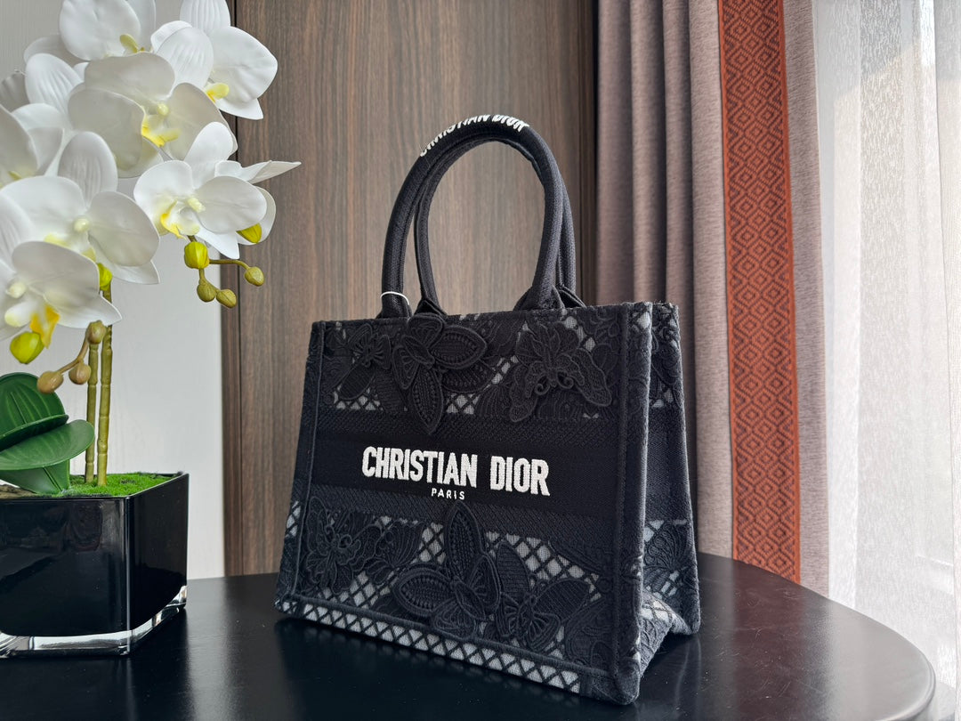 Luxury DiorSmall Book Tote 26.5cm Butterfly Zodiac Black