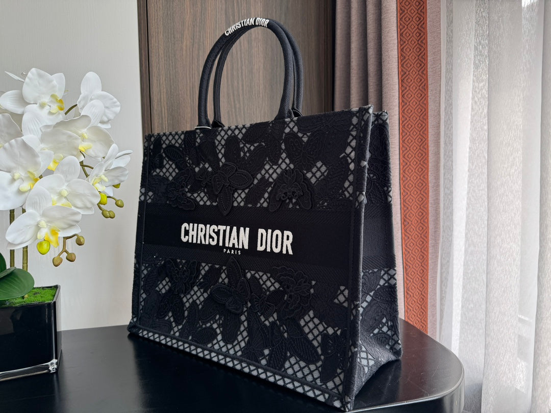 Luxury DiorLarge Book Tote 42cm Butterfly Zodiac Black