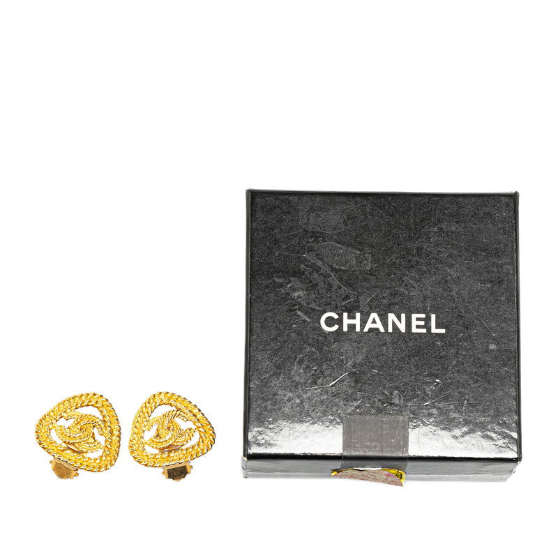 Chanel Vintage Chain Coco Mark Earrings Gold Plated