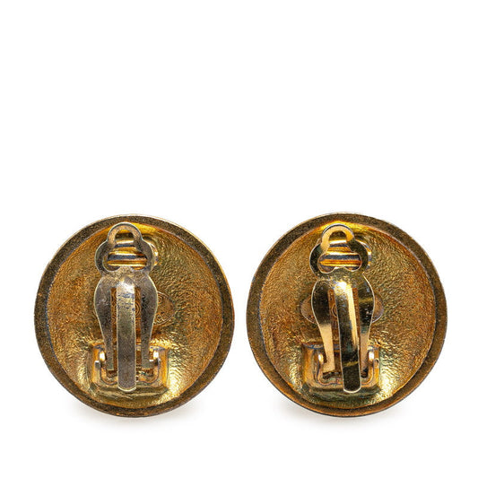 Chanel Vintage Coco Mark Round Earrings Gold