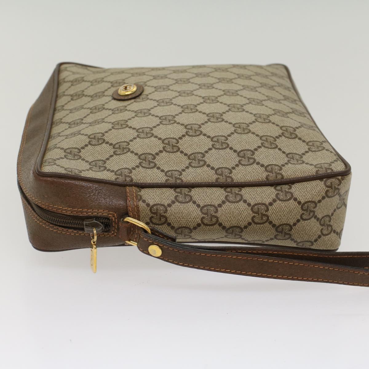 Luxury Gucci GG Canvas Clutch Bag PVC Leather Beige yb355