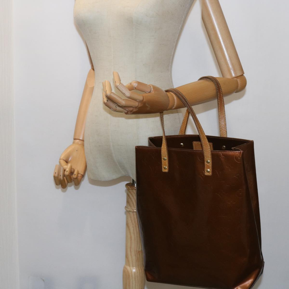 LOUIS VUITTON Monogram Vernis Reade MM Hand Bag Bronze M91143 LV yb380