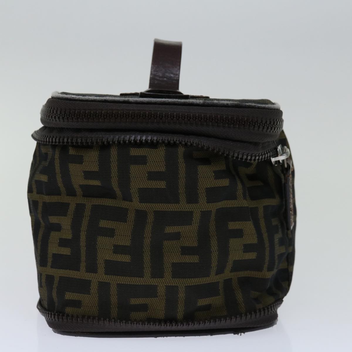 Luxury FendiZucca Canvas Vanity Hand Bag Brown Blackyb514