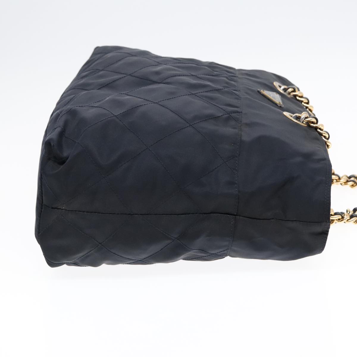 Luxury Prada Chain Shoulder Bag Nylon Navy Gold yb691