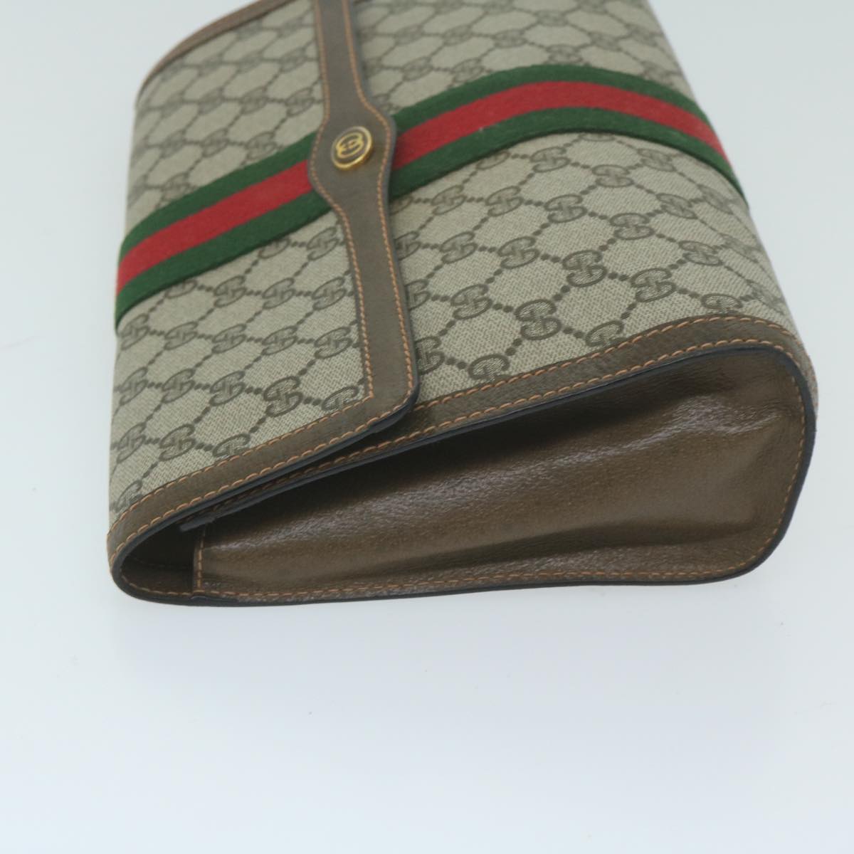 GUCCI GG Supreme Web Sherry Line Clutch Bag Beige Green 89 01 007 10216