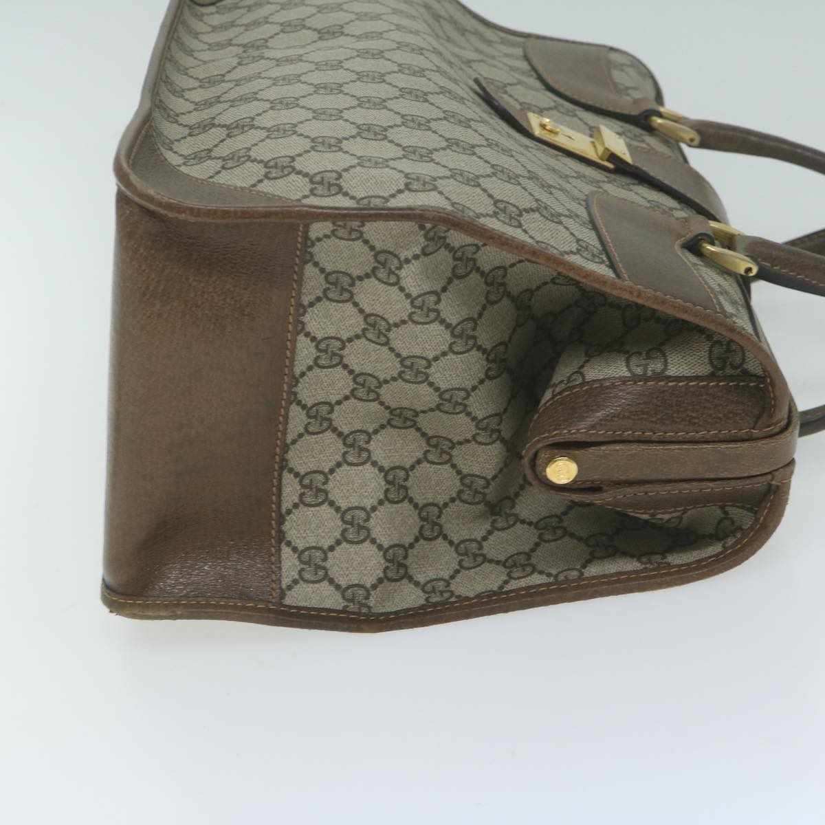 GUCCI GG Canvas Hand Bag PVC Beige Brown 10285