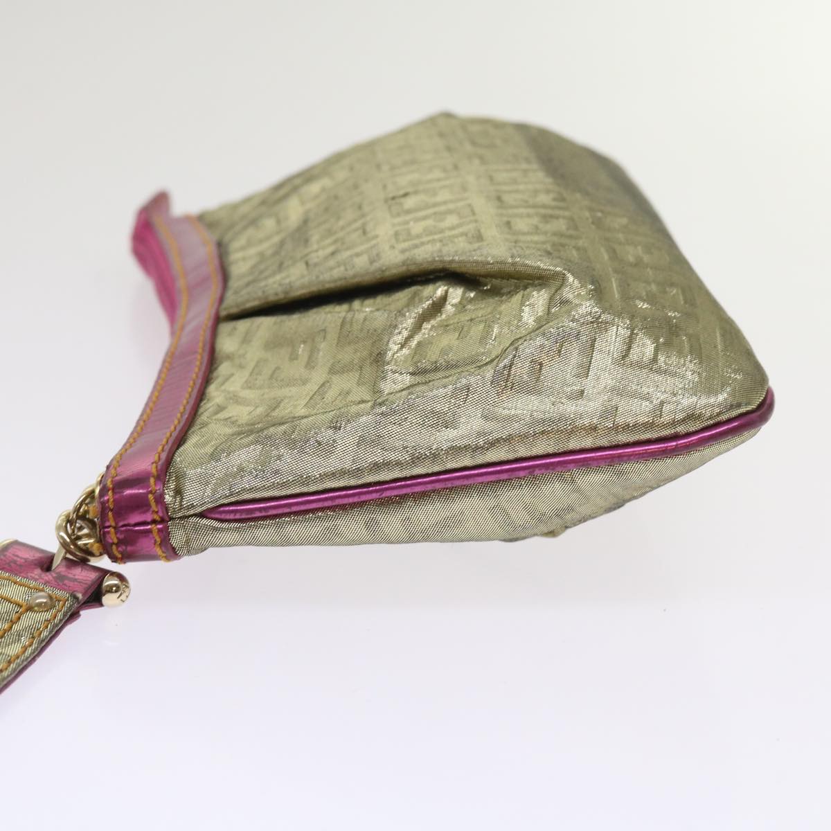 Luxury FendiZucchino Canvas Shoulder Bag Nylon Gold Pinkyk10293
