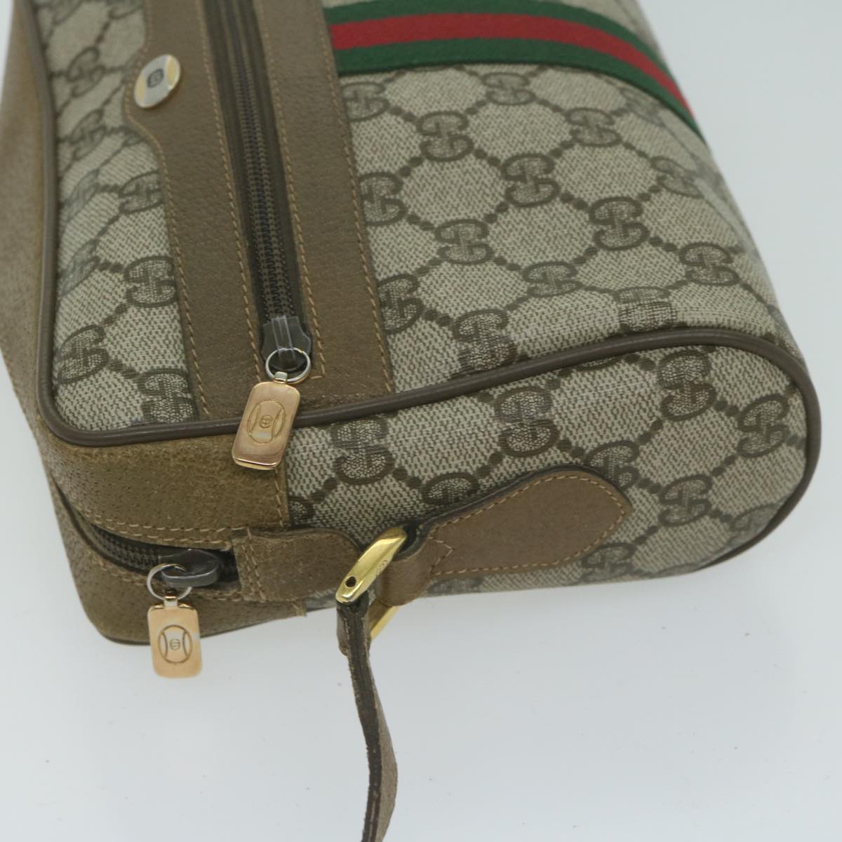 GUCCI GG Supreme Web Sherry Line Shoulder Bag Beige Red 111 02 004 10395