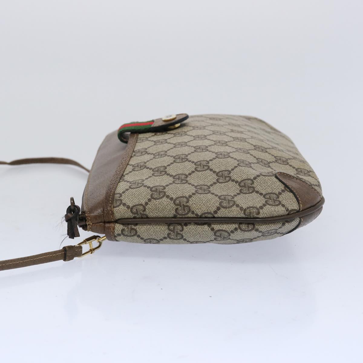 GUCCI GG Supreme Web Sherry Line Shoulder Bag Beige Green 39 02 026 10421