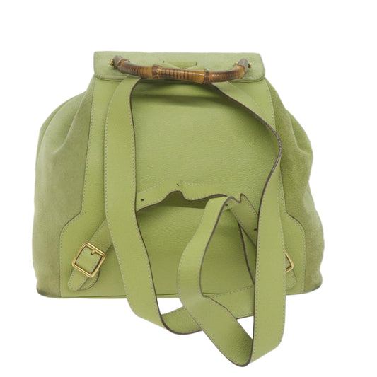 GUCCI Bamboo Backpack Suede Green 0032058 10447