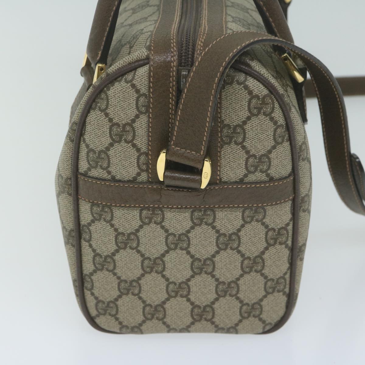 GUCCI GG Canvas Web Sherry Line Boston Bag PVC 2way Beige Green Red 10464