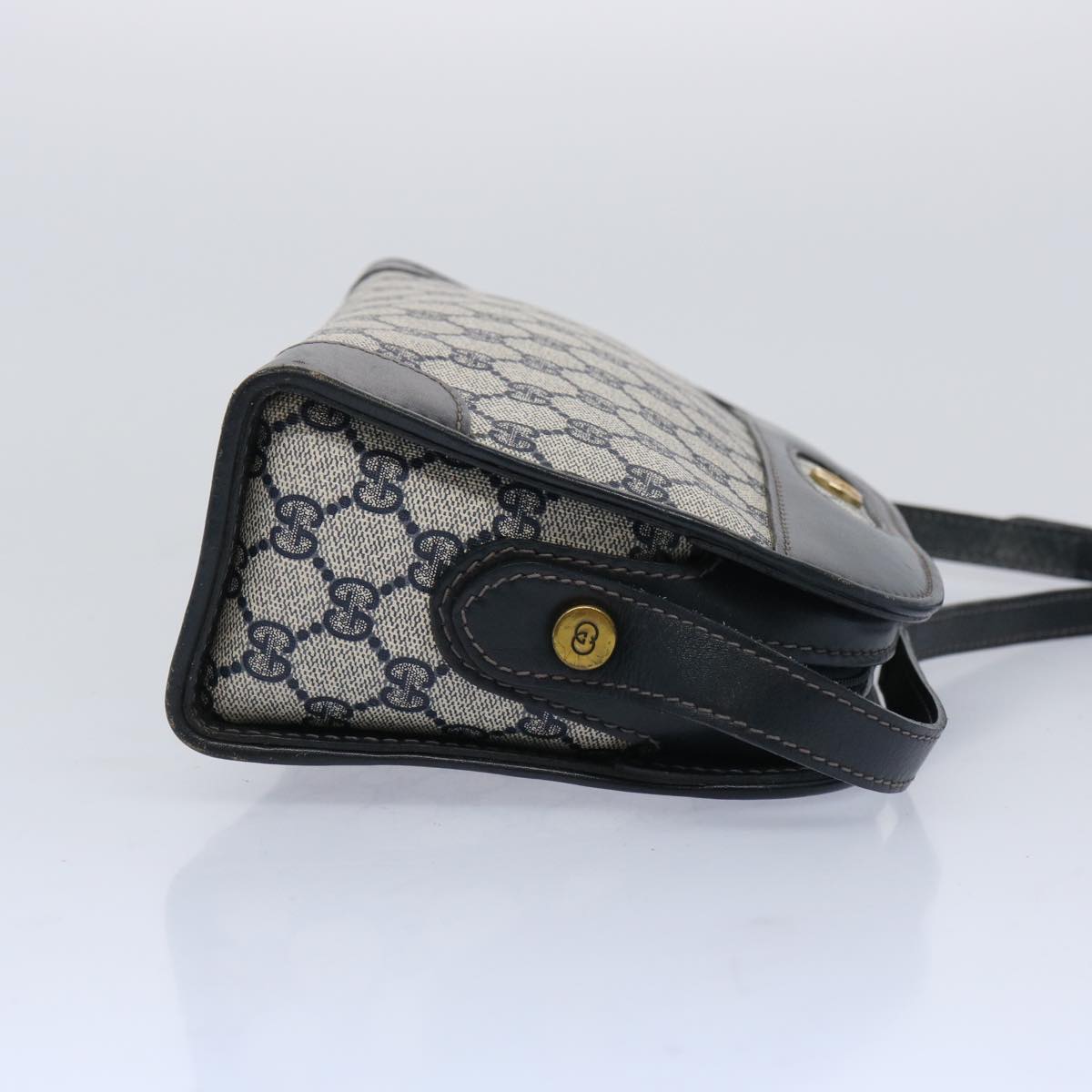 GUCCI GG Canvas Shoulder Bag PVC Navy 10467