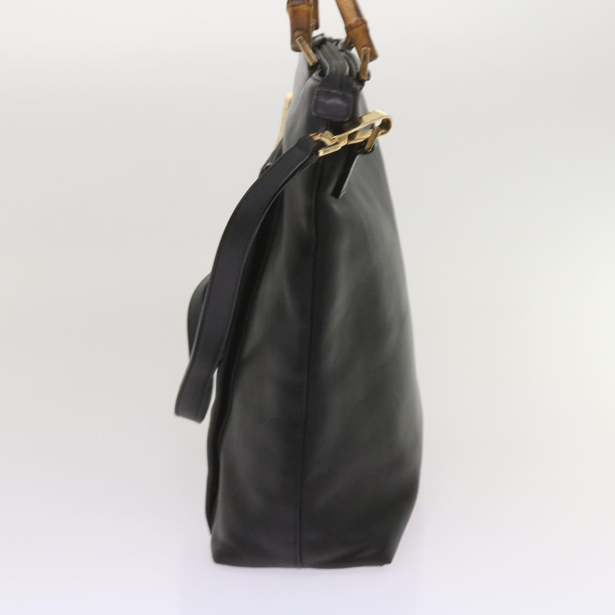 GUCCI Bamboo Shoulder Bag Leather 2way Black 10514