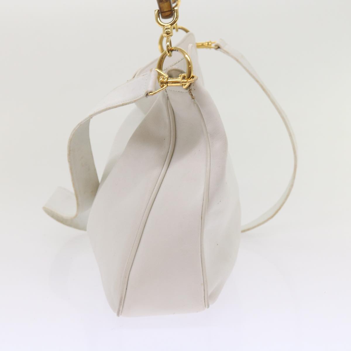 GUCCI Bamboo Shoulder Bag Leather 2way White 10515