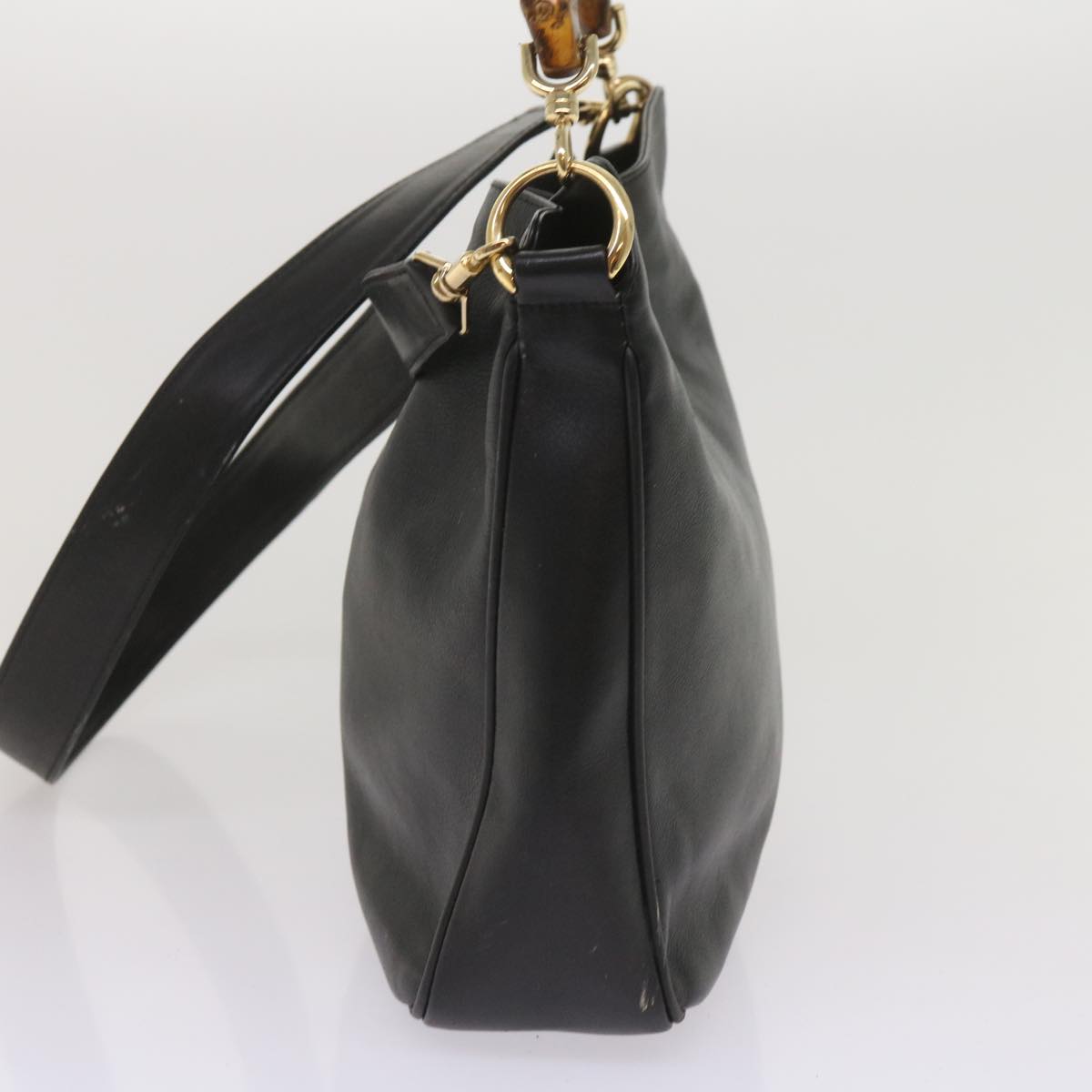 GUCCI Bamboo Shoulder Bag Leather 2way Black 10522