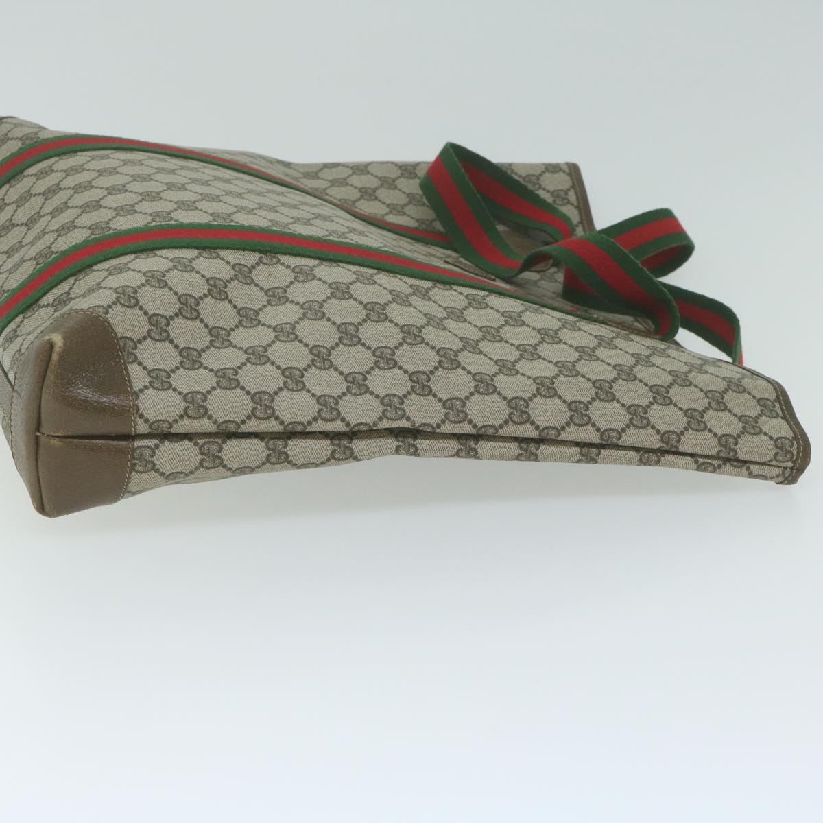 GUCCI GG Supreme Web Sherry Line Hand Bag PVC Beige Red Green 10547