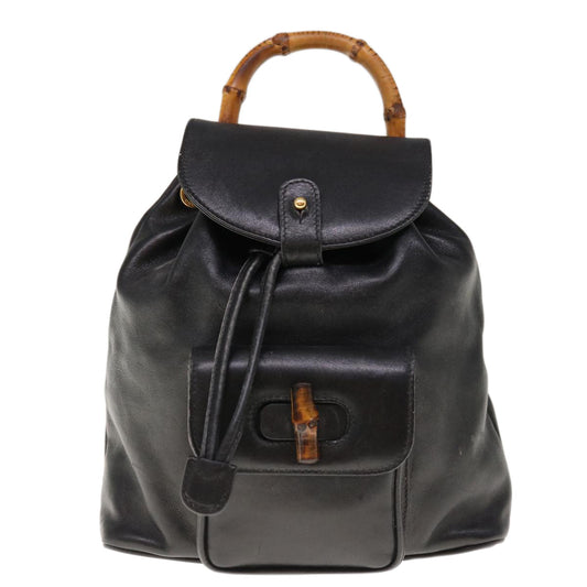 GUCCI Bamboo Backpack Leather Black 003 2034 0030 10569